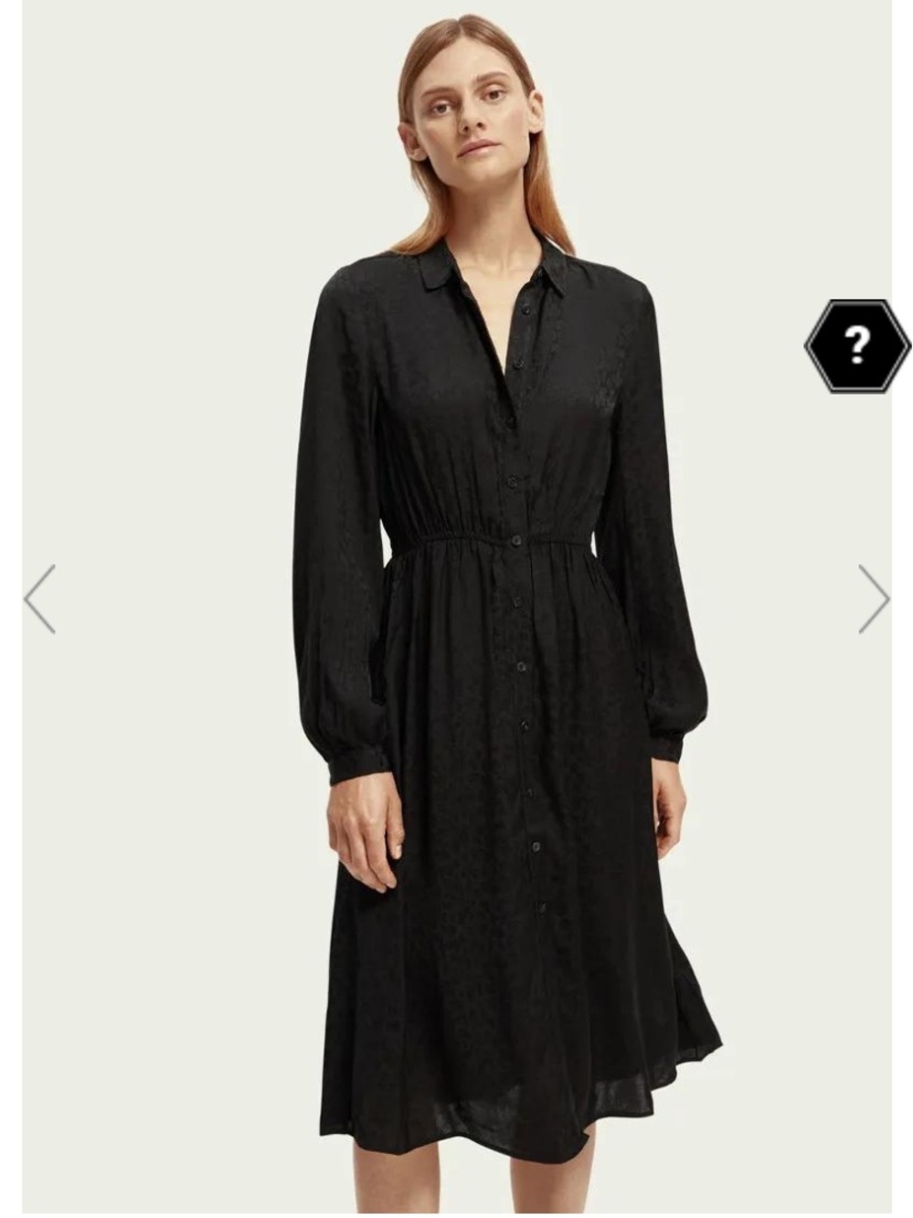 Scotch & Soda Black Floral Midi Button Down Dress L